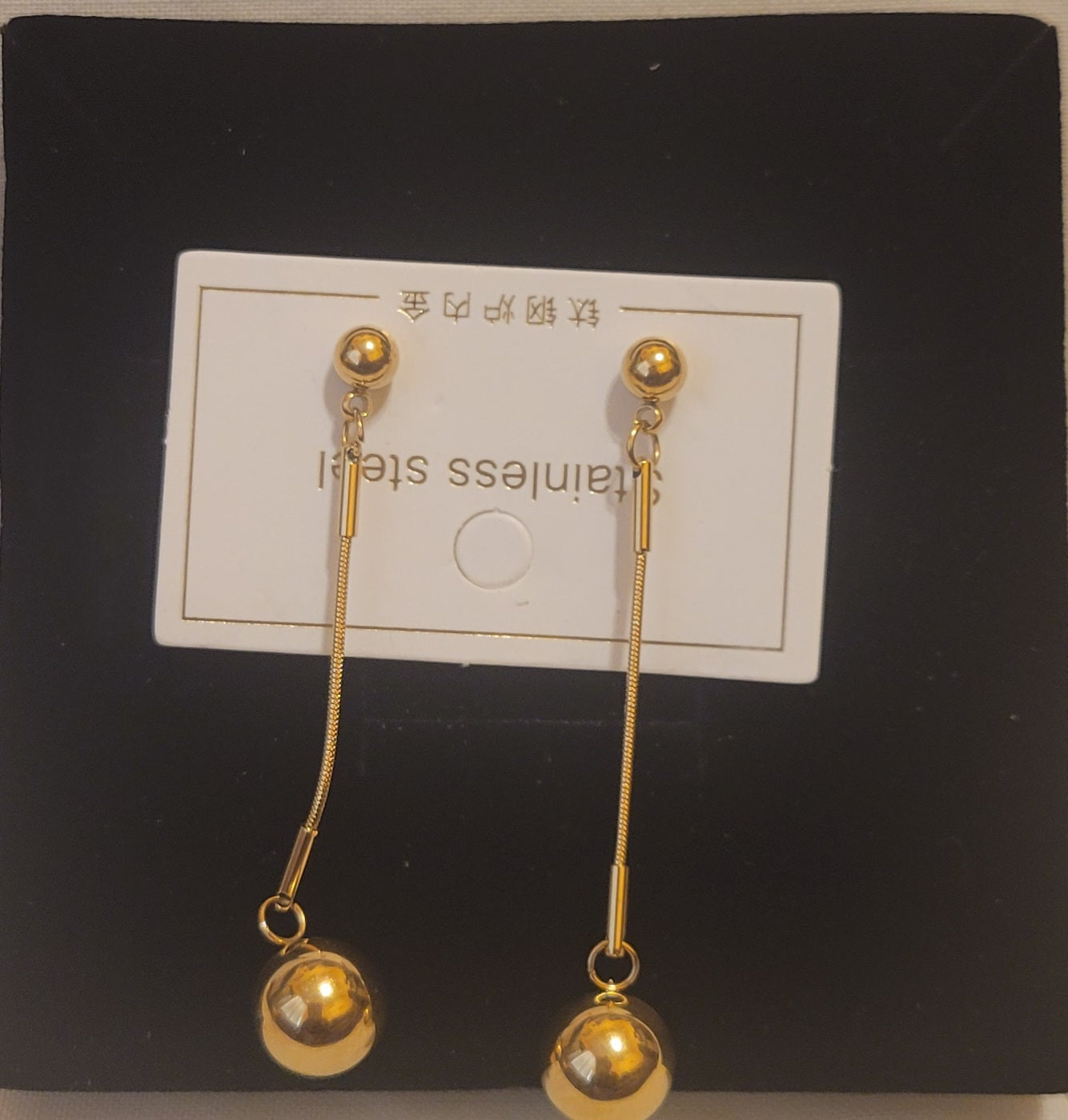 Stainless Steel Ball Earrings - Gold Plated Stud Earrings