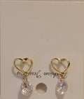 Crystal Heart Earrings - Gold Plated Stud Earrings